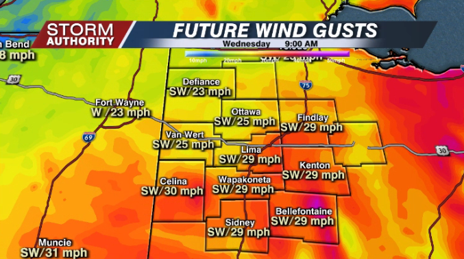 Wednesday Wind Gusts